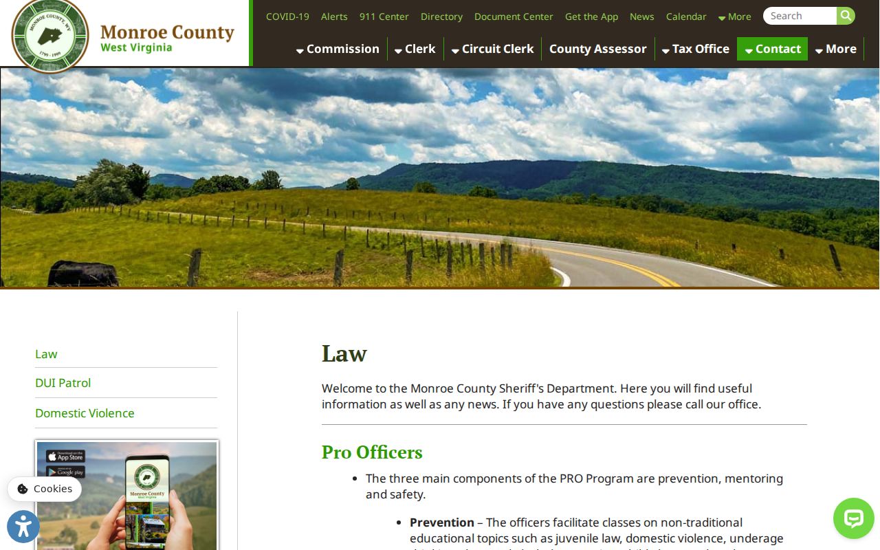 Monroe County arrest history source at the sheriff law page
