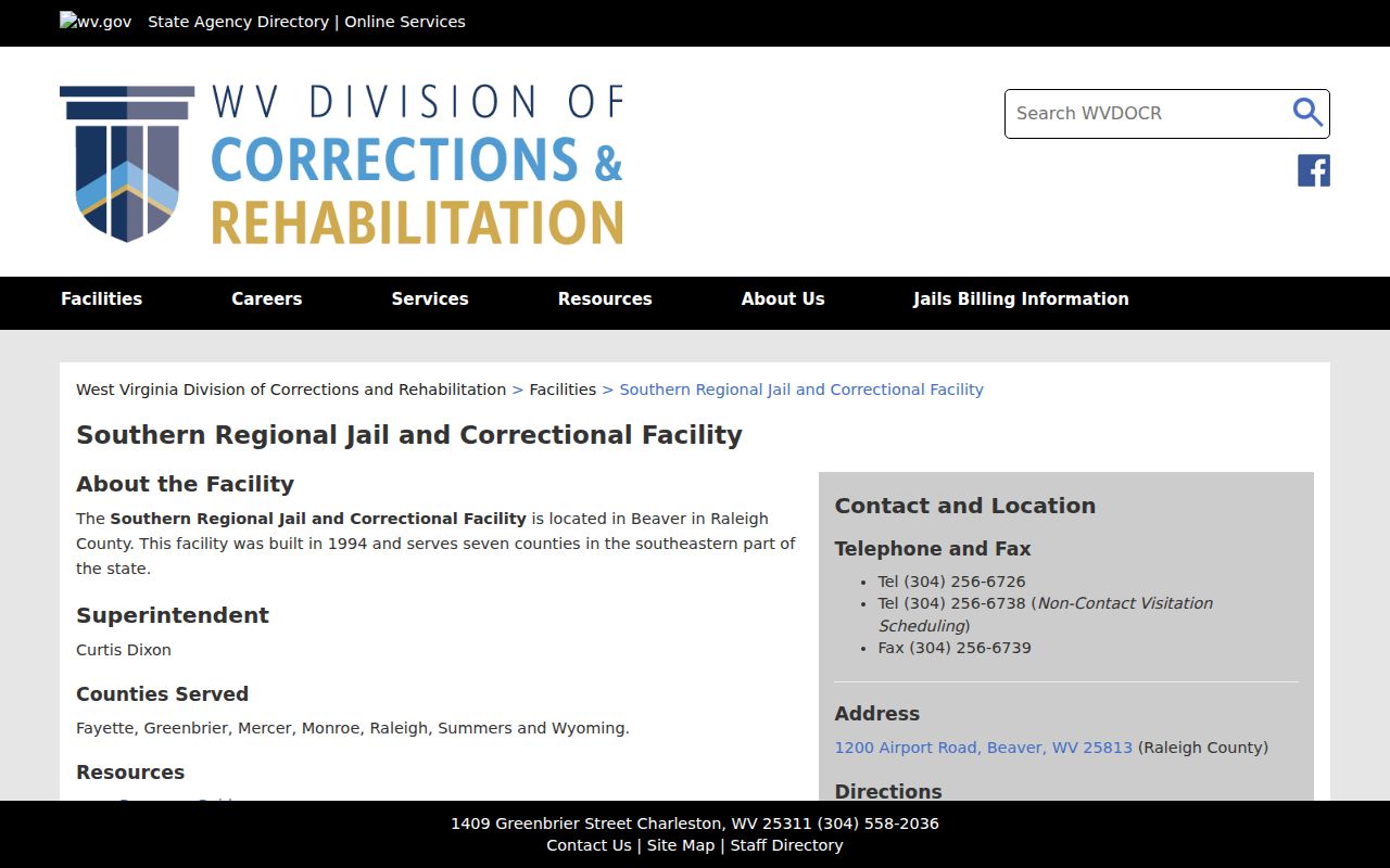 Southern Regional Jail for Monroe County arrest bookings