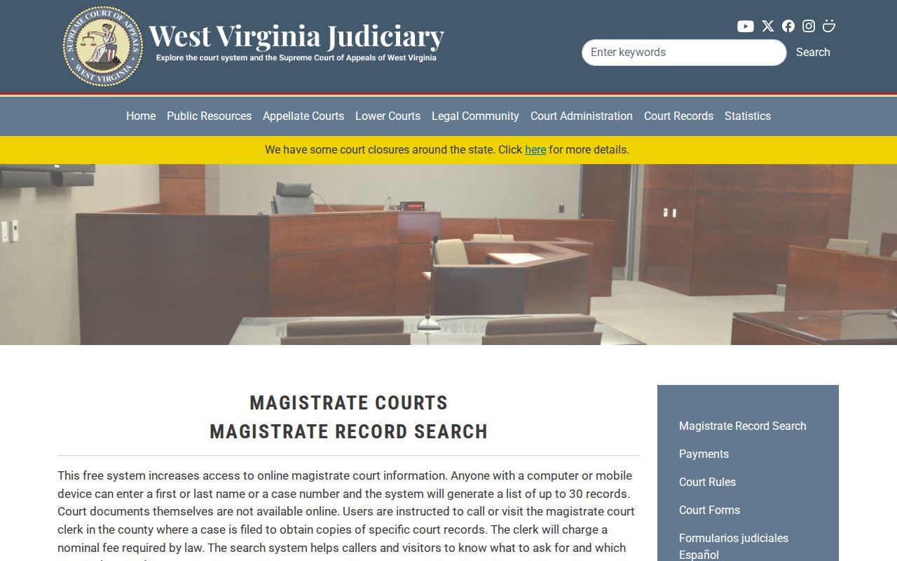 Instructions for searching Monroe County criminal case records