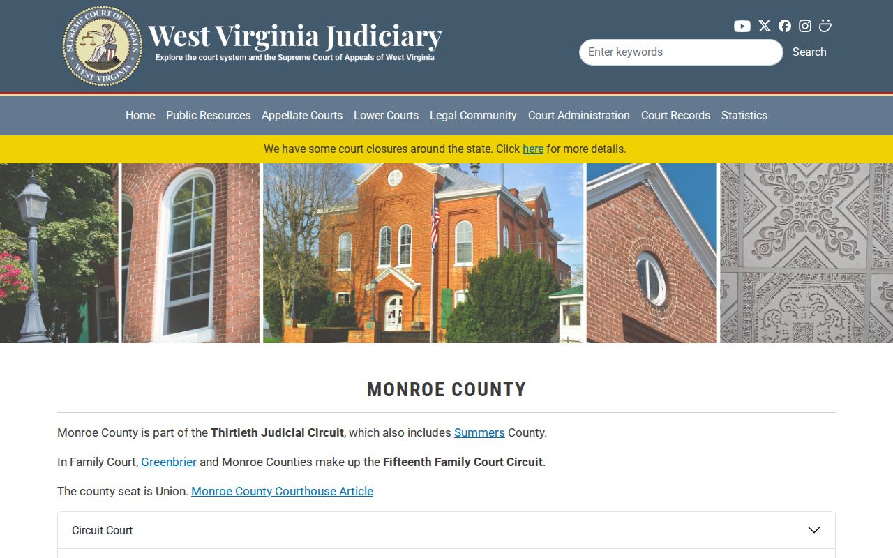 Official directory for Monroe County criminal court case offices