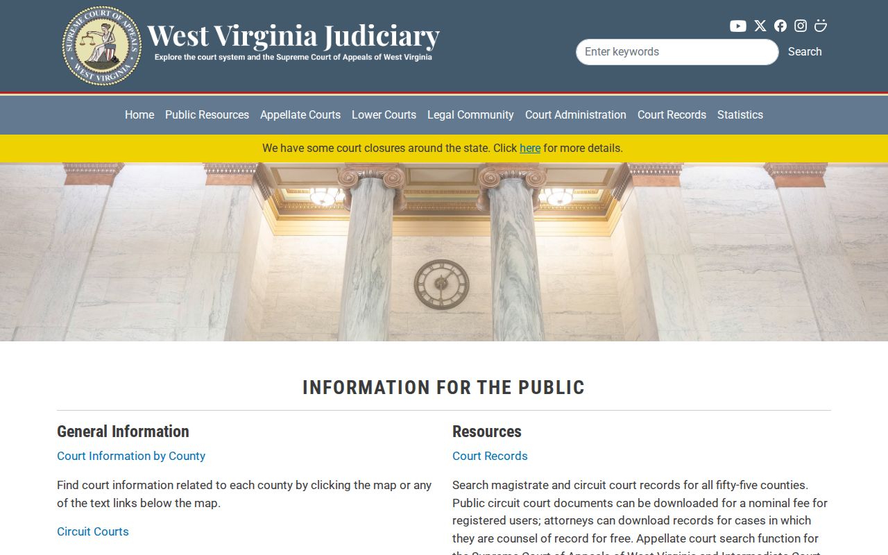 West Virginia court access for Monroe County criminal dispositions
