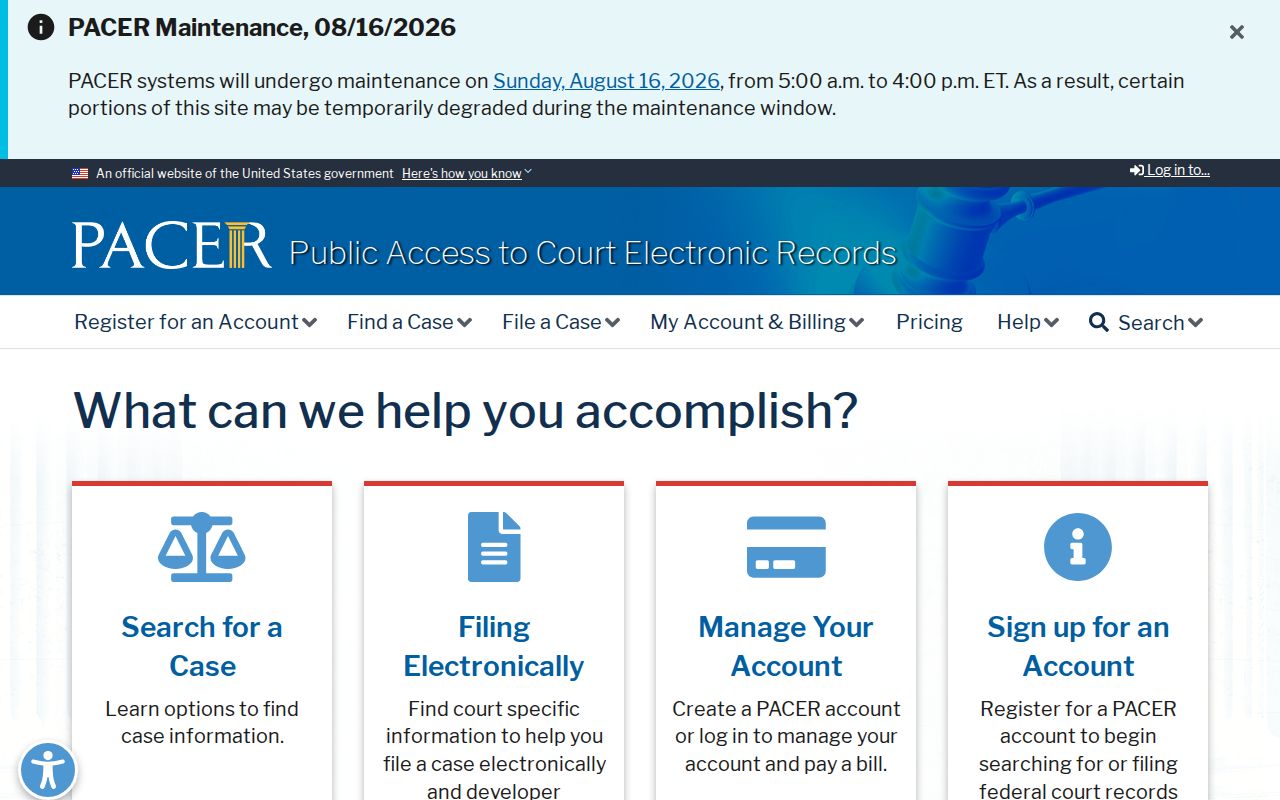 Monroe County criminal history federal PACER record access