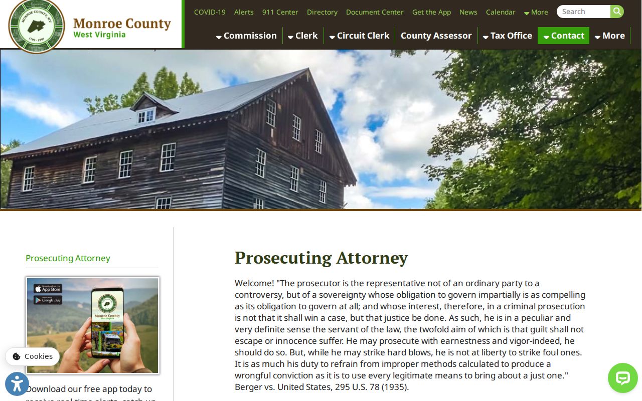 Monroe County prosecuting attorney source for Peterstown criminal records